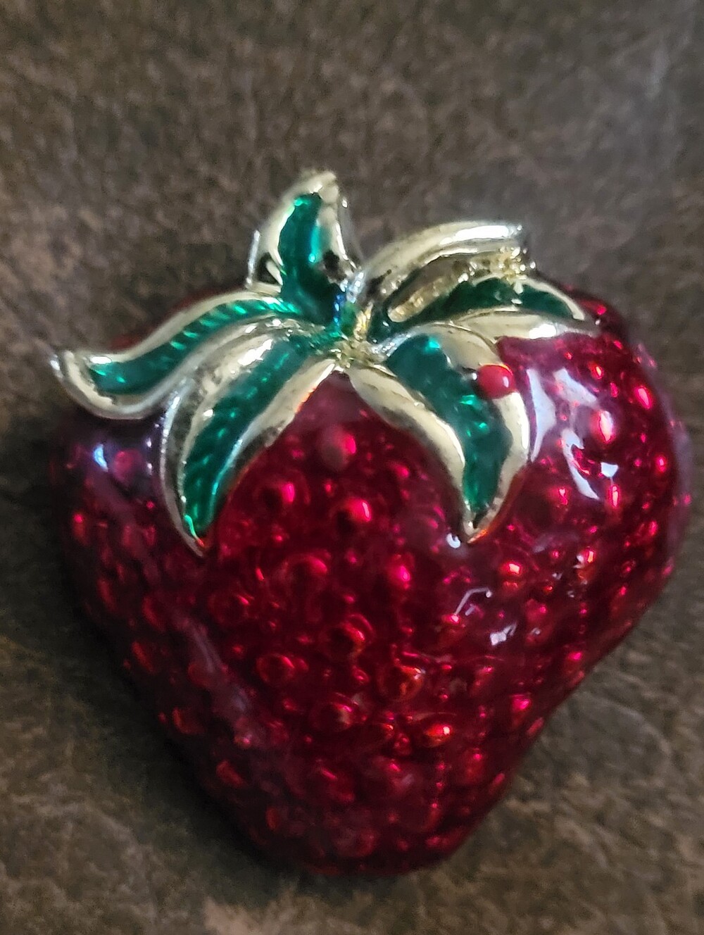 Vintage Convertible Red Rhinestone Strawberry Brooch Pin / Pendant